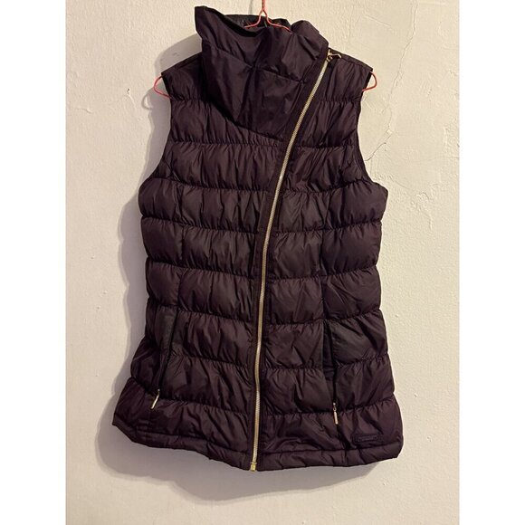 Athleta Downabout Asymmetric Puffer Vest Wild Raisin Maroon No Flaws - Picture 1 of 15